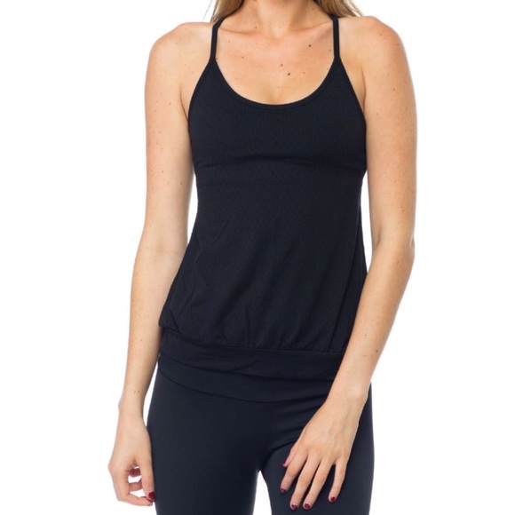 Tonic Tops - Tonic Black and Teal Free Spin Active Tank Top EUC